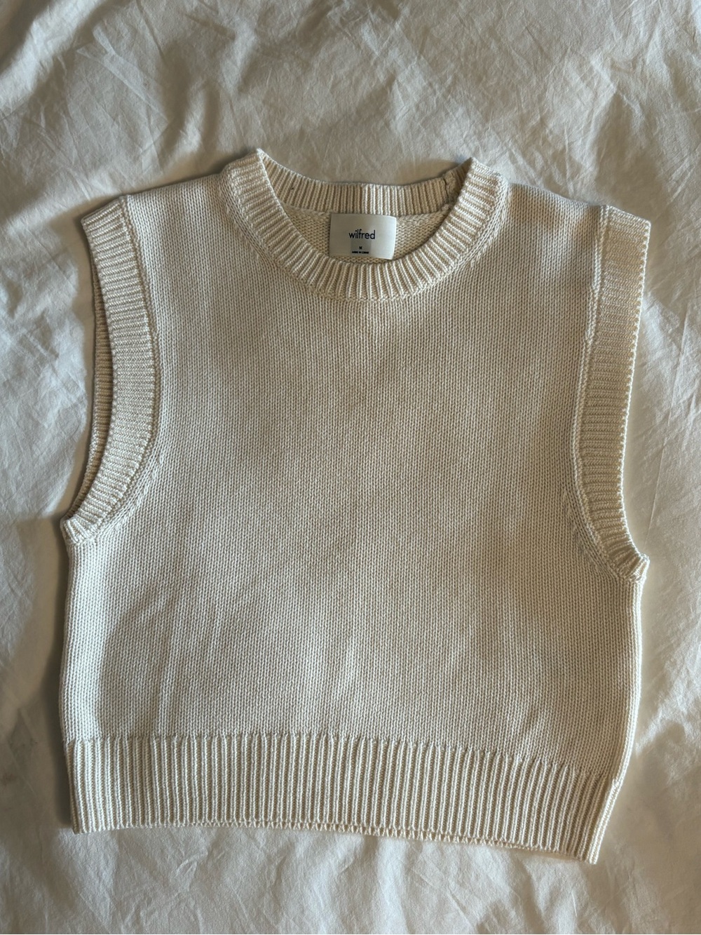 Wilfred Cream Knit Sleeveless Sweater Vest